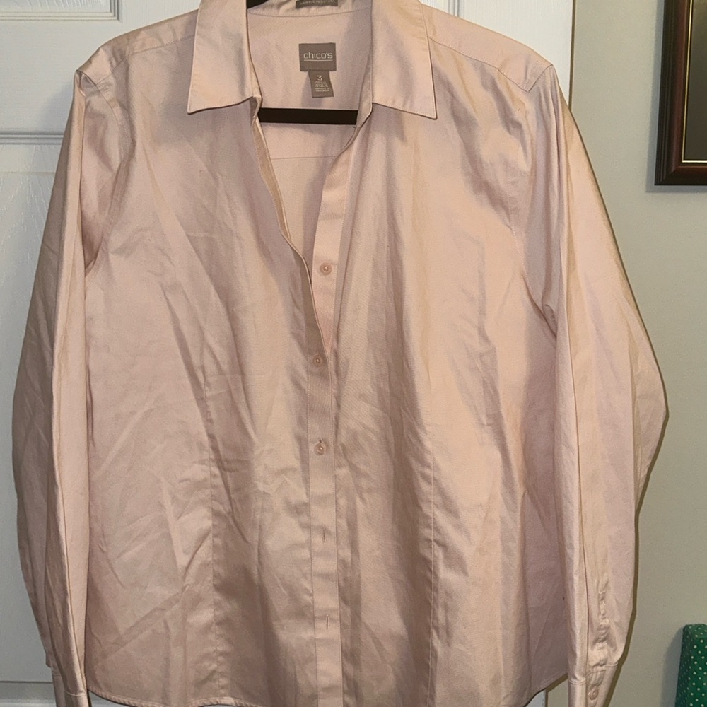 Chico's Pink Button Down Shirt Classic Top